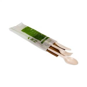 Set 3 couverts écologique jetable sans plastique + serviette