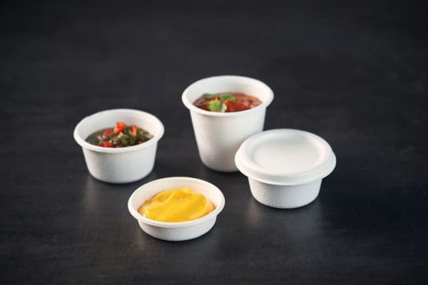 Couvercle pour pot à sauce jetable en bagasse zeapack