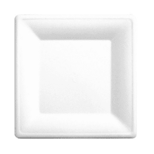 assiette carrée bagasse blanche 26 x 26 cm