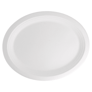 Grande assiette plateau ovale blanche bagasse