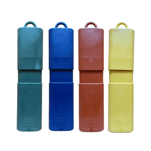 Pack de 4 kits de couverts réutilisables vert olive, bleu, terracotta, jaune
