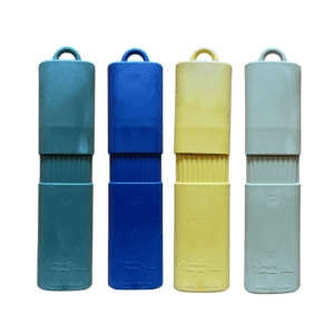 Pack de 4 kits de couverts réutilisable vert olive, bleu, jaune, vert pâle